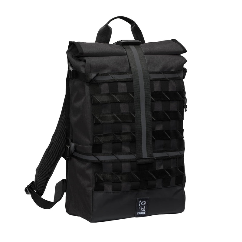 Chrome Industries Barrage 22L Black Roll - Top Backpack – Water Resistant Bag for Work, School, Travel – Features Cargo Net & Laptop Pocket