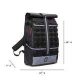 Chrome Industries Barrage 34L Black Reflective Roll - Top Backpack – Water Resistant Bag for Work, School, Travel – Features Cargo Net & Laptop Pocket