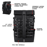 Chrome Industries Barrage 34L Black Roll - Top Backpack – Water Resistant Bag for Work, School, Travel – Features Cargo Net & Laptop Pocket
