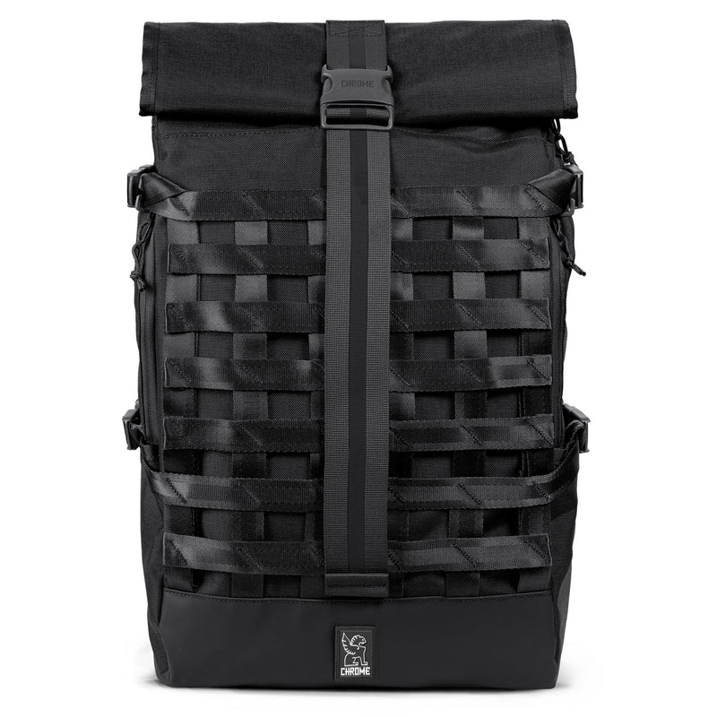 Chrome Industries Barrage 34L Black Roll - Top Backpack – Water Resistant Bag for Work, School, Travel – Features Cargo Net & Laptop Pocket