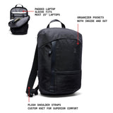 Chrome Industries Camden Backpack – 16L Travel Bag for Men and Women with Plush Knit Shoulder Straps Recycled Materials and Internal Laptop Sleeve – Black