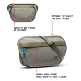 Chrome Industries Sodo Crossbody Sling Bag for Men and Women – Zippered Phone, Security & Hidden Pockets, Recycled Materials – Sage