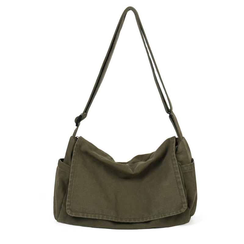 ChuLian Messenger Bag for Women Men Satchel Bag Canvas Crossbody Shoulder Bag Casual Sling Bag Green