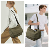 ChuLian Messenger Bag for Women Men Satchel Bag Canvas Crossbody Shoulder Bag Casual Sling Bag Green