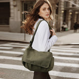 ChuLian Messenger Bag for Women Men Satchel Bag Canvas Crossbody Shoulder Bag Casual Sling Bag Green