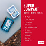 Chums Surfshorts Wallet - Lightweight Slim Wallet with RFID Blocking Card & Clear ID Window - Zippered, Water Resistant w/Key Ring (Black/Gray)