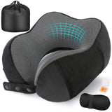 Cirorld Neck Pillow for Traveling, Travel Pillows for Airplanes,100% Pure Memory Foam Travel Neck Pillow, Adjustable Flight Pillow, Portable Plane Accessories with Eye Mask, Earplugs, Carry Bag
