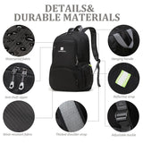 CLANTRILOBITE Lightweight Packable Travel Backpack, 30L Black Daypack Hiking Backpack for Women Men, Waterproof and Foldable, Travel Backpack Carry on Flight Approved
