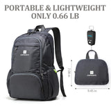 CLANTRILOBITE Lightweight Packable Travel Backpack, 30L Grey Daypack Hiking Backpack for Women Men, Waterproof and Foldable, Travel Backpack Carry on Flight Approved