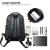 Classic Leather Backpack 16.5" Durable Laptop Backpack with Multiple Pockets (Black, One Size)