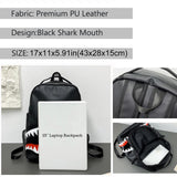 Classic Leather Backpack 16.5" Durable Laptop Backpack with Multiple Pockets (Black, One Size)