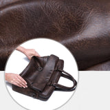 Classic Leather Handbag Briefcase for Men, Business Shoulder Messenger Bag Laptop Bag Attache Case, Fits 15.7 Inch Laptop (Brown)