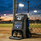 Claycosports Customized Adult Baseball Backpack, Softball Bag, Mens Womens Unisex Bat Bag, Black and Gray