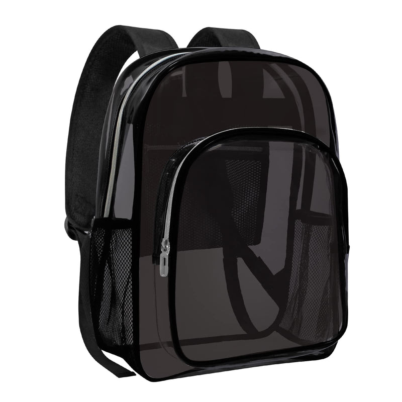 Clear Backpack Heavy Duty Transparent Backpack for Security Travel Work (Black)