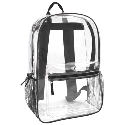 Clear Backpack Heavy Duty Transparent Bookbag for Kids, Boys, Girls, School, Travel, Stadium Approved (Black) | Backpacks4Less