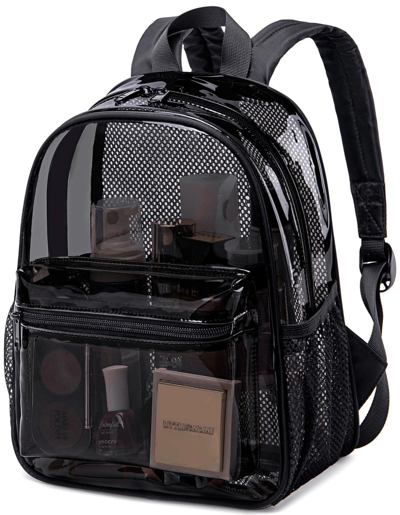 Clear Mini Backpack Stadium Events 12x12x6 Small Transparent Backpacks Plastic See Through Bag for Work Festival Security Travel