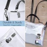 Clear PVC Backpack for Stadium Approved Multifunction Transparent Shoulder Handbag Unisex Messenger Satchel Cross Body Bag (Black)