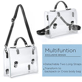 Clear PVC Backpack for Stadium Approved Multifunction Transparent Shoulder Handbag Unisex Messenger Satchel Cross Body Bag (Black)
