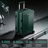 cllson Carry on Luggage Aluminium Frame with Cup Holder,Top opening Suitcases and USB Charging Port,Lightweight with Front Pocket Rolling Suitcases with Spinner Wheels (Dark Green, 20Inch)