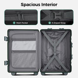 cllson Carry on Luggage Aluminium Frame with Cup Holder,Top opening Suitcases and USB Charging Port,Lightweight with Front Pocket Rolling Suitcases with Spinner Wheels (Dark Green, 20Inch)
