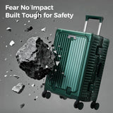 cllson Carry on Luggage Aluminium Frame with Cup Holder,Top opening Suitcases and USB Charging Port,Lightweight with Front Pocket Rolling Suitcases with Spinner Wheels (Dark Green, 20Inch)
