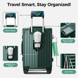 cllson Carry on Luggage Aluminium Frame with Cup Holder,Top opening Suitcases and USB Charging Port,Lightweight with Front Pocket Rolling Suitcases with Spinner Wheels (Dark Green, 20Inch)
