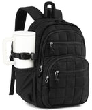 CLOKARS Quilted Laptop Backpack for Women, College Bookbag with Tumbler Holder Pocket for Nurse Teacher Work Travel, Puffer School Backpack for Teen Girls Big Student, Black