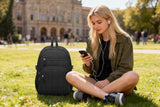CLOKARS Quilted Laptop Backpack for Women, College Bookbag with Tumbler Holder Pocket for Nurse Teacher Work Travel, Puffer School Backpack for Teen Girls Big Student, Black