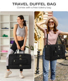 CLOKARS Travel Duffle Bag, Wide Open Large Weekender Bag for Women with Shoe Compartment, Carry on Overnight Bags with Toiletry Bag, Hospital Bag for Women Labor Delivery with Wet Pocket (Black)