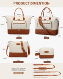 CLOKARS Weekender Bags for Women, Travel Tote Duffle Bag Carry On Overnight Bag with Cosmetics Bag and Crossbody Purse for Gym Hospital, Gifts for Women, Beige Brown