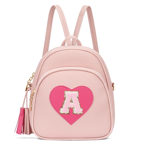 CLOUDWINGS Birthday Gifts for Kids Gifts for Girls Little Girl Initial Mini Heart Backpack Purse Crossbody Bag with Tassel，Pink-A | Backpacks4Less