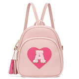 CLOUDWINGS Birthday Gifts for Kids Gifts for Girls Little Girl Initial Mini Heart Backpack Purse Crossbody Bag with Tassel，Pink-A