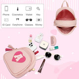 CLOUDWINGS Birthday Gifts for Kids Gifts for Girls Little Girl Initial Mini Heart Backpack Purse Crossbody Bag with Tassel，Pink-A