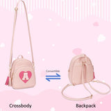 CLOUDWINGS Birthday Gifts for Kids Gifts for Girls Little Girl Initial Mini Heart Backpack Purse Crossbody Bag with Tassel，Pink-A