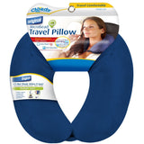 Cloudz Dual Comfort Microbead Airplane Travel Neck Pillow. Super Soft Cozy Plush Fabric on One Side, Cool Relaxing Spandex on The Other! Customize Your Comfort and Support at Home or On The Go! - Blue