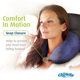 Cloudz Dual Comfort Microbead Airplane Travel Neck Pillow. Super Soft Cozy Plush Fabric on One Side, Cool Relaxing Spandex on The Other! Customize Your Comfort and Support at Home or On The Go! - Blue