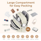 CLUCI 17.3 Inch Laptop Backpack for Women, Anti Theft Travel Backpack, Puffer Quilted Work Backpack, Water Resistant College Bookbag, Carry on backpack with RFID (Beige)