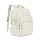 CLUCI 17.3 Inch Laptop Backpack for Women, Anti Theft Travel Backpack, Puffer Quilted Work Backpack, Water Resistant College Bookbag, Carry on backpack with RFID (Beige)