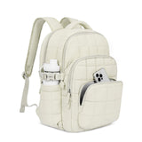 CLUCI 17.3 Inch Laptop Backpack for Women, Anti Theft Travel Backpack, Puffer Quilted Work Backpack, Water Resistant College Bookbag, Carry on backpack with RFID (Beige)