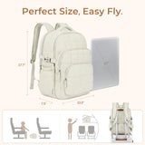CLUCI 17.3 Inch Laptop Backpack for Women, Anti Theft Travel Backpack, Puffer Quilted Work Backpack, Water Resistant College Bookbag, Carry on backpack with RFID (Beige)