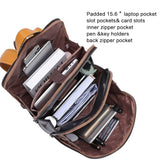 CLUCI Leather Backpack for Women, 15.6 inch Laptop Bag, Large Genuine Work Backpack Travel Back