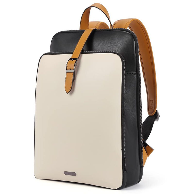 CLUCI Leather Backpack for Women, 15.6 inch Laptop Bag, Large Genuine Work Backpack Travel Back