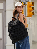 CLUCI Puffy Quilted Backpack for Women, Casual Lightweight Daypack for Women Travel (Black)