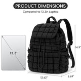 CLUCI Puffy Quilted Backpack for Women, Casual Lightweight Daypack for Women Travel (Black)