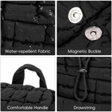 CLUCI Puffy Quilted Backpack for Women, Casual Lightweight Daypack for Women Travel (Black)