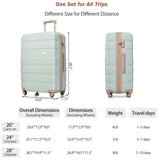 Clyrava 4 Piece Luggage Set Hard Shell - 20" Kids Carry on Suitcases and 28" Checked Luggage with Spinner Wheels & TSA Lock for Family Travel, Green Suitcase with Duffle & Toiletry Bag for Women/Men