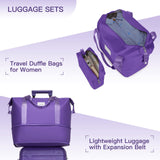 Clyrava Purple 6 Piece Luggage Set Hard Shell - Expandable Suitcases with Spinner Wheels and Duffel Bags for Family Travel, Durable Carry On Luggage Sets with Lock for Women and Men