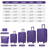 Clyrava Purple 6 Piece Luggage Set Hard Shell - Expandable Suitcases with Spinner Wheels and Duffel Bags for Family Travel, Durable Carry On Luggage Sets with Lock for Women and Men