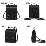 Cnoles Leather Backpack Purse For Women Fashion Ladies Vintage Bags Casual College Travel Backpacks Bag Black