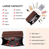 Cnoles Leather Backpack Purse For Women Fashion Ladies Vintage Bags Casual College Travel Backpacks Large bag Brown